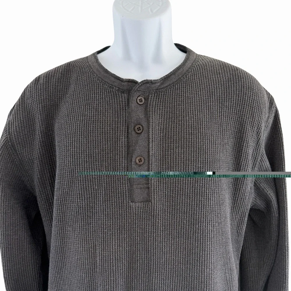 Vintage Thermal Henley Mens XL Charcoal Gray Dexter Morgan Kill Shirt Y2K Grunge